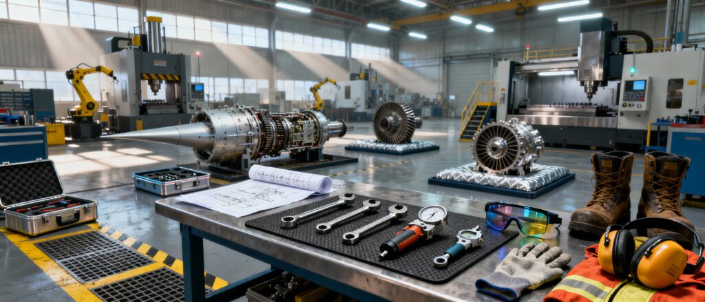 C.12 - Treballs de mecànica, manteniment i reparació de màquines, equips industrials i/o equips electromecànics (indústria aeroespacial, etc.) 8h