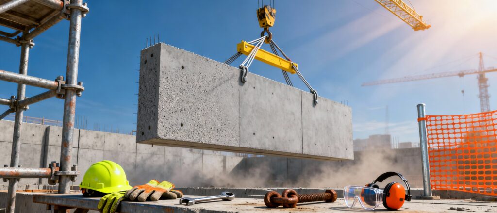 Treballs de muntatge de prefabricats de formigó en obra 6h