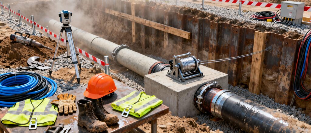 Treballs de xarxes de proveïment i sanejament i pous 20h