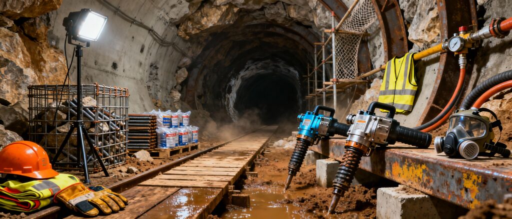 Treballs específics d'execució de túnels i sosteniment de les excavacions subterrànies i els talussos 20h