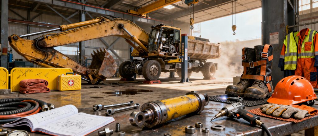 Treballs de manteniment de maquinària i vehicles en obres de construcció 6h